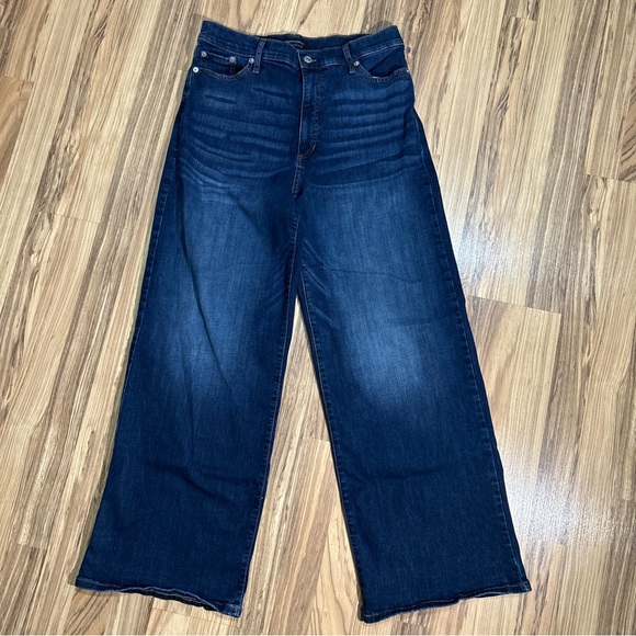 Banana Republic Jeans Banana Republic Women Size 2 Denim Jeans Blue Wide Leg Crop Dark Wash